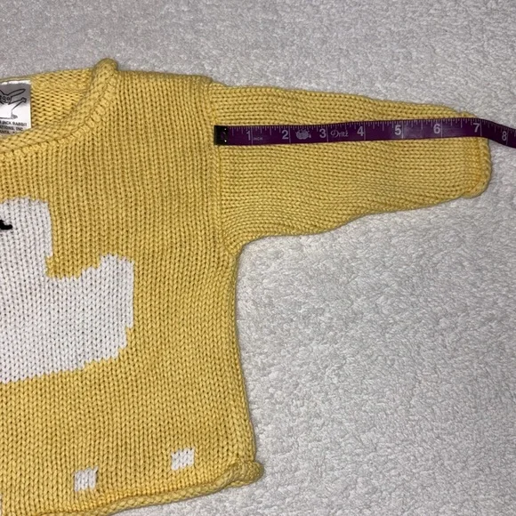 Vintage Y2K Yellow Knit Sweater with Duck Design cotton size 0/6m - Picture 4 of 7